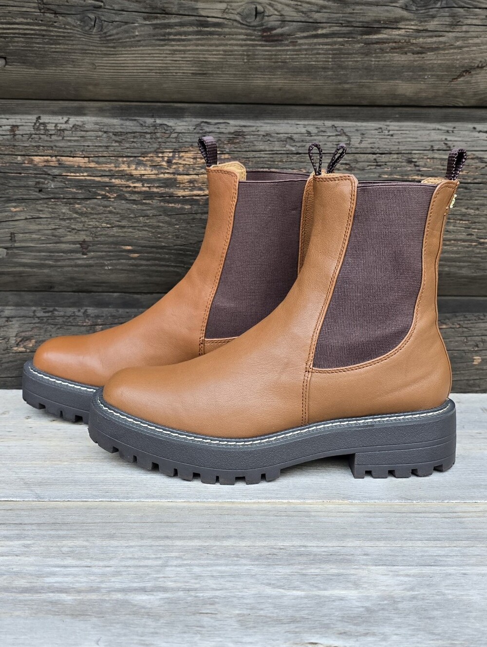 Sam Edelman Laguna Urban Utility Minimalist Platform Lug Sole Chelsea Boots 7.5M - Picture 4 of 16